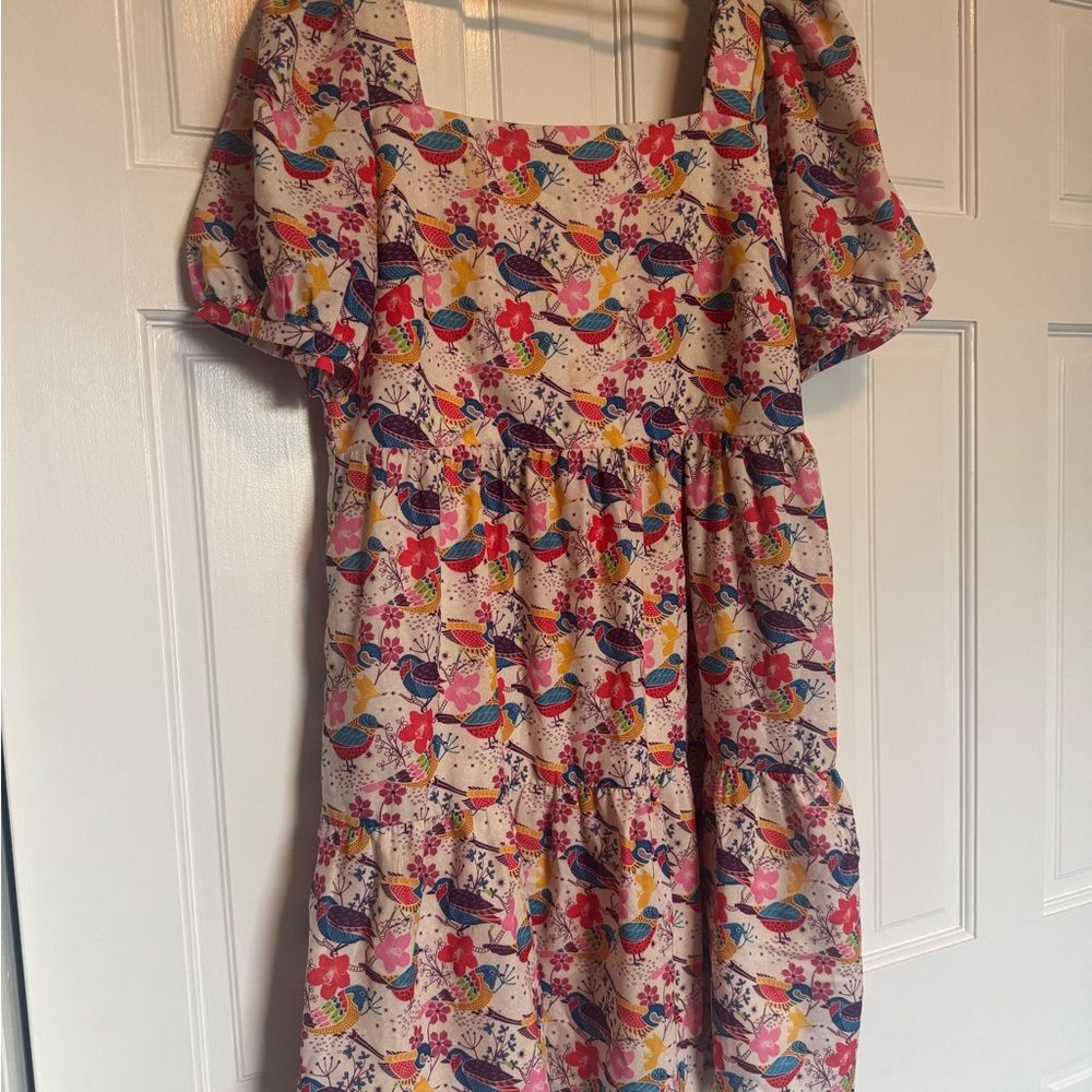 Jade Brand Floral Dress with Puff Sleeves Size Large